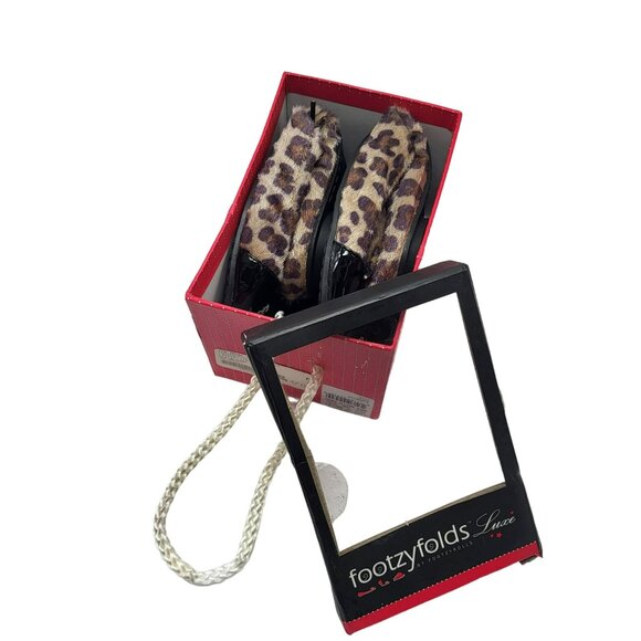 Footzy Folds Lace Up Cheetah Leopard Print Ballet Flat Fold Shoes Womens 6.5-7.5 - Picture 11 of 11